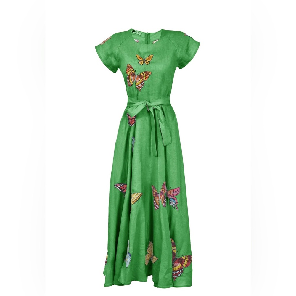 Papiyon Dress Modatrova Green Flutter Sleeve Maxi Sundress for Weddings